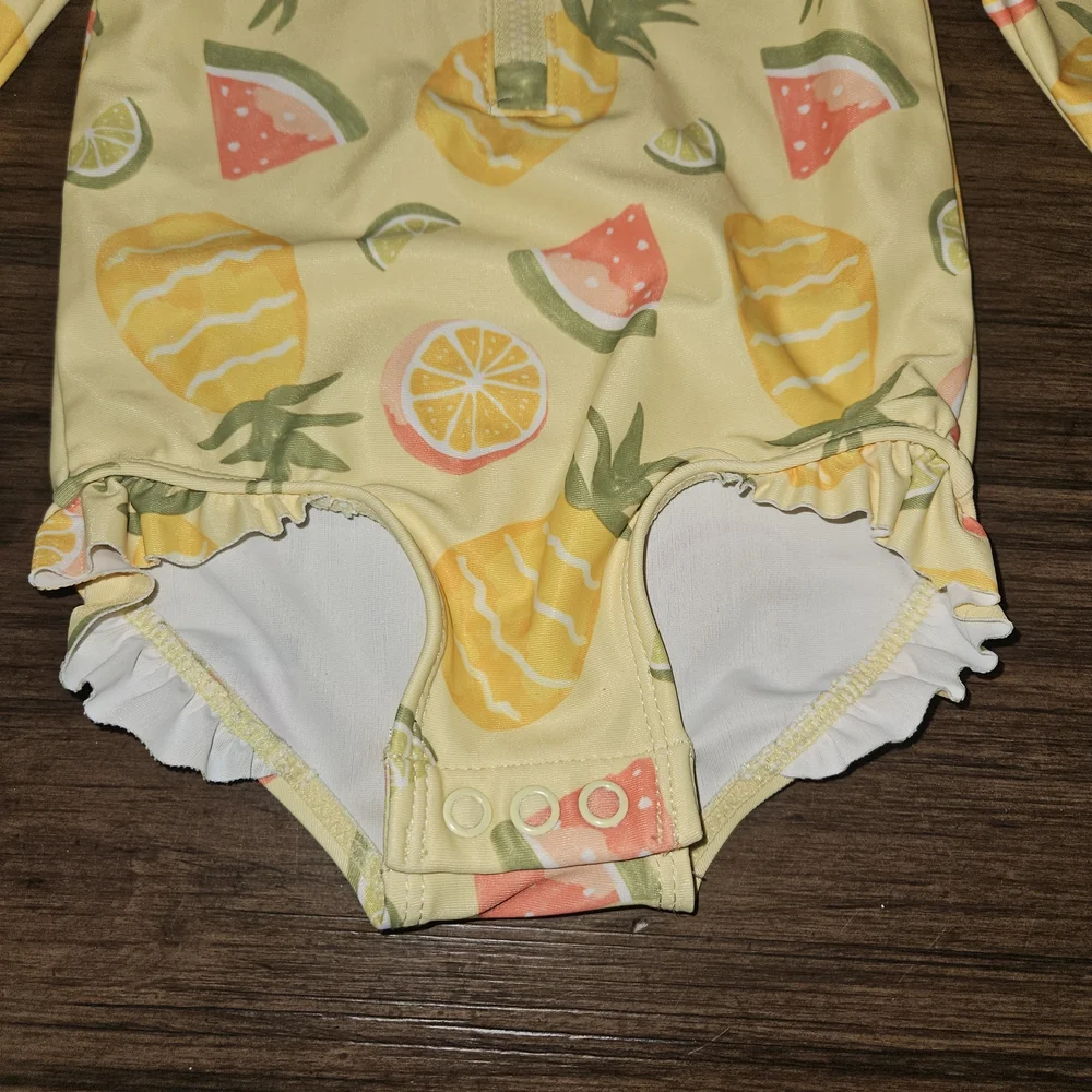 Carter's Yellow and Pink Fruit Print Kids Rashguard Size 9M